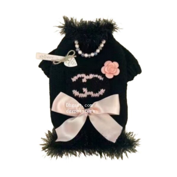 Vêtements de créateurs Appareils de marque de lettre classique Pull de chien avec des manteaux chauds de chiot en arc en hiver, veste pour fille, chat, chaton chihuahua bulldog pug beagles