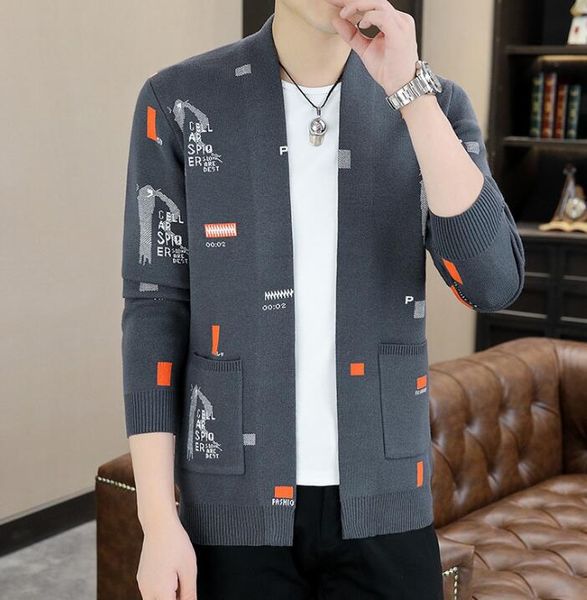 Vêtements de créateurs Pulls pour hommes Nouveau Cardigan tricoté Pull Noir Gris Kaki Coréen Manteaux Occasionnels Veste Vêtements Pour Hommes
