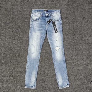 Ropa de diseñador Jeans para hombre Marca de lujo Purple Man Purple Brand Black Label Estilo andrajoso para hombre Talle bajo Slim Fit Tamaño estadounidense Micro Jeans elásticos