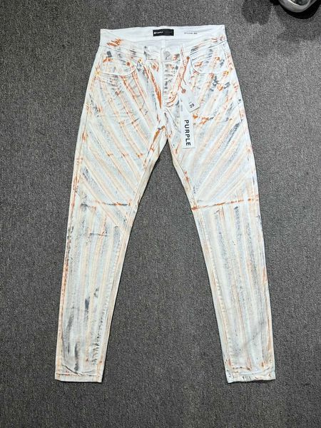 Vêtements de créateurs Jeans pour hommes marque de luxe violet homme marque violette 2024 printemps nouveau jean pour hommes blanc moucheté Style de rue