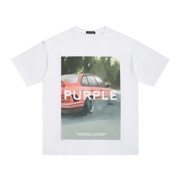 Vêtements de créateurs Hommes T-shirts Sweat à capuche Marque de luxe Printemps Été Mode Violet Marque Voiture Imprimer Hip Hop Hommes et Femmes Lâche Casual T-shirt à manches courtes 9J3F