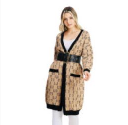 Ropa de diseñador Suéter de mujer cárdigan chaqueta de punto con cuello en v suéter de rayas sueltas abrigos finos sudaderas con capucha