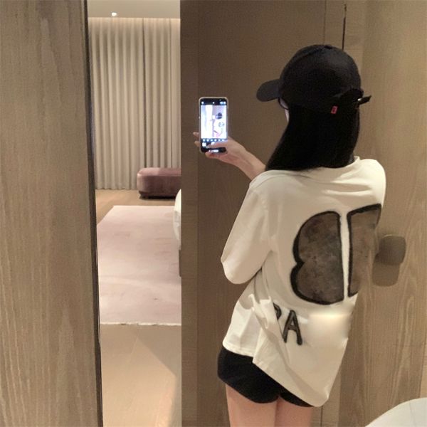 Vêtements de créateurs Top pour femmes T-shirt été lâche décontracté américain hip hop marque de mode grand logo lettre motif imprimé manches courtes haute rue tendance surdimensionné