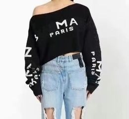 Vêtements de créateurs Femmes Pulls Mode Pull avec lettres 2023 Épaule droite Chemise en tricot à manches longues Sexy Cardigan chaud