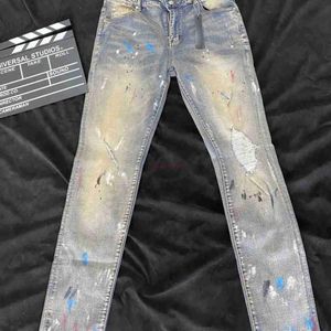 Designer Clothing Amires Jeans Denim Pants Amies Makes Old Washed Jeans déchirés Peinture Graffiti Usé Gratté Minceur Élastique Amr Feet381