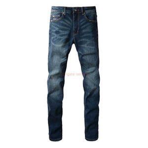 Designerkleding Amires Jeans Spijkerbroek Wang Yibos Same Fog Amies Washed Blue Basic Veelzijdige slimfit jeans voor heren High Street Slp-broek Distressed Ripped S