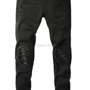 Designer Clothing Amires Jeans Denim Pants Amies Black Torn Patch Washed Jeans for Mens Highend Casual Fashion Personnalisé Jeunesse Polyvalent Amr Distressed Ripped S