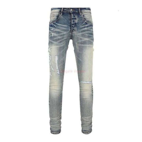 Designer Clothing Amires Jeans Denim Pants Amies 2023 High Street Fashion New Mens Broken Blue Jeans Made of Old Letters Trendy Pants645243