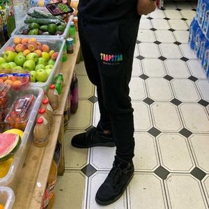 Ropa de diseñador Pantalón casual trapstar Niche Trendy Brand Pantalones Toalla de arco iris Terciopelo Bordado Hombres Mujeres Deportes Pantalones casuales Pantalones de chándal Pantalones de chándal