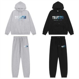 Designer Vêtements Mode Survêtement À Capuche À La Mode Trapstar Blanc Bleu Gradient Serviette Brodé En Peluche High Street Casual Set pour Hommes FemmesCasual Streetwear