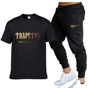 Designer Clothing Fashion Tracksuit Tees T-shirt Zomer Nieuw modemerk Trapstar Letter Drukken Heren Casual Sports T-Shirt Set+Two Pally Pants Set