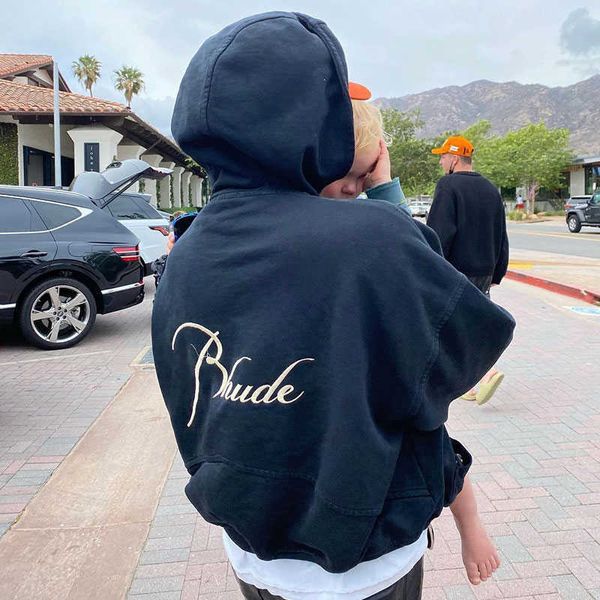 Designer Vêtements Sweats Sweats Haute Edition Rhude Capsule Broderie Lettre Pull À Capuche High Street Marque De Mode Zipper Lâche À Capuche Manteau En Gros