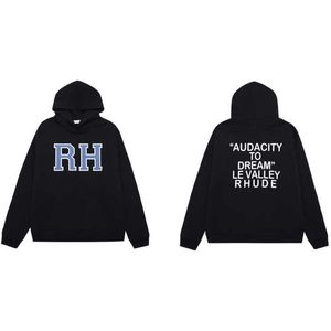 Designer Kleding Hoodies Sweatshirts Rhude Rh Gedrukte Letters Nieuwe Losse Katoenen Oversized Hoodie Mannen Vrouwen Streetwear Pullover jack Hiphop Tops Te koop