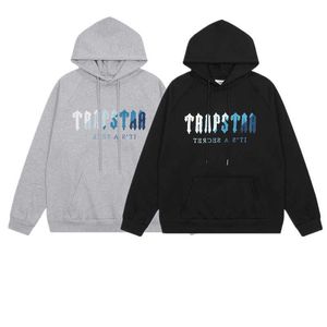 Designer Clothing Men's Sweatshirts Hoodie Trendy Trapstar White Blue Gradient Towel Embroidered Couple Loose Relaxed Hooded Sweater Fashion Streetwear Tops