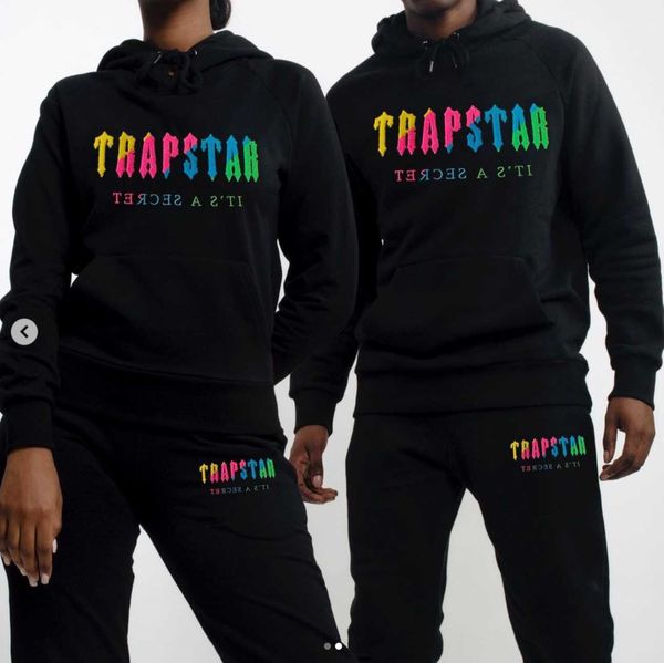 Vêtements de créateurs Sweat-shirts pour hommes Sweat à capuche trapstar Niche Pull de marque à la mode Serviette arc-en-ciel Velours brodé en peluche Veste à capuche épaissie Survêtements Tops