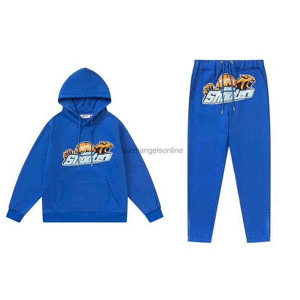 Vêtements de créateurs Sweats à capuche pour hommes Trapstar Blue Tiger Head Serviette Brodé Pull en peluche Pantalon Rue Lâche Manches Longues Casual Set Mode À vendre