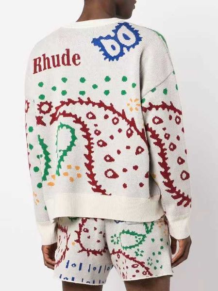 Designer Clothing Mens Hoodies Nouveau Produit Rhude Cashew Flower Jacquard High Street Round Neck Pullover High Street Casual Fashion Pull Casual Coats Outerwear