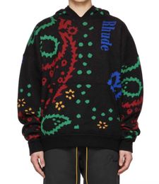 Vêtements de créateurs Sweats à capuche pour hommes Rhude Jacquard Fleur de cajou Pull à capuche Pull Mode Pull ample Mode Cap Manches longues Manteaux décontractés Vêtements d'extérieur