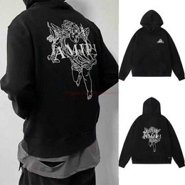 Designer Kleding Heren Sweatshirts Amires Am Hoodies Amies High Street Angel Cupid Steel Fork Foaming Print Lane Crawford Hoodie Mens Hoodie Mode Streetwear Lux