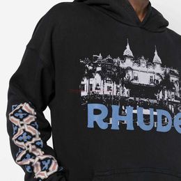 Vêtements de créateurs pour hommes Sweatshirts Sweats à capuche Rhude Casino Castle Letter Imprimé automne-past