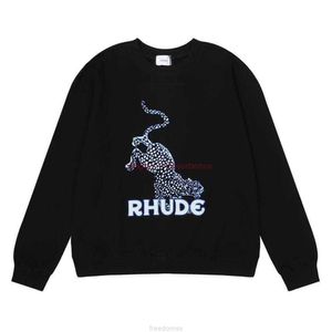 Designer Clothing Mens Sweatshirts Sweats Sweats Automne Hiver New High Street Fashion Rhude Leopard Print Gram Gram Terry couple Pull à capuche 2025