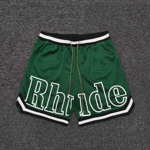 Designer Vêtements Rhude 2022ss Classique Imprimé Mesh Shorts De Sport Couples Joggers Sportswear Plage fitness en plein air À vendre