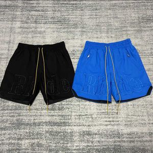 Designer Clothing Rhude American High Street Lettre Broderie Hommes Femmes Loose Sports Casual Shorts Beach Capris Couples Joggers Sportswear Beach fitness