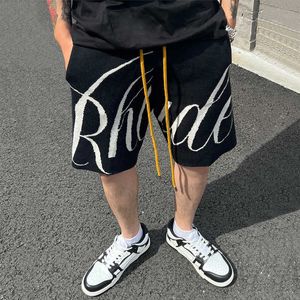 Vêtements de créateurs Rhude American Trend Brand Lettre Jacquard Tricoté Laine Lâche Casual Sports Shorts Hommes Femmes en été Couples Joggers Sportswear