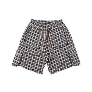 Designer Clothing short casual Rhude Checked Drawcord Mesh Multi-poches Casual Shorts High Street Loose Five-piece Pants hommes femmes Running fitness