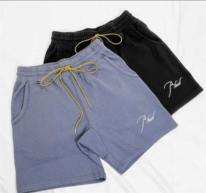 Designer Abbigliamento corto casual Rhude Summer New Season Haze Blue Pantaloncini con coulisse con lettera ricamata Uomo Donna High Street Pantaloni sportivi larghi Trend fitness