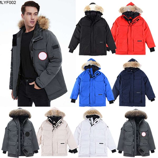 Ropa de diseñador Calidad superior Canadá Expedición Parka Abrigo para hombre Lobo Piel real Chaqueta para mujer Abrigos para mujer Outwear Parkas cálidas de gama alta con insignia XS-XXL