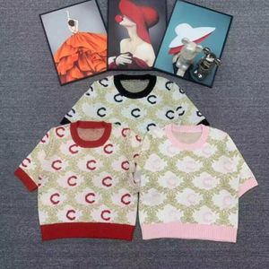 Vêtements de créateurs T-shirts pour femmes Chemises tricotées pour imprimer CC Lettre Pull à manches courtes Femme Crop Tops