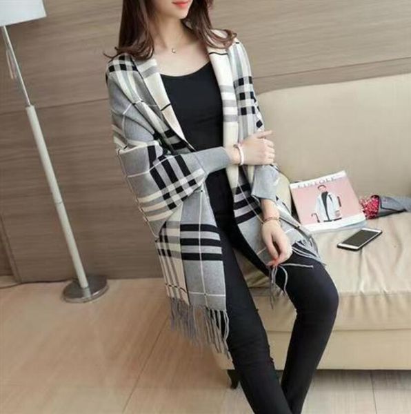 Designer Vêtements Femmes Pull De Luxe Plaid Gland Cape Épissage Glands Chandails Châle Pashmina Cardigan Pull Veste