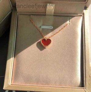Colliers de trèfle de créateur 925 Collier de coeur rouge argent pour femmes