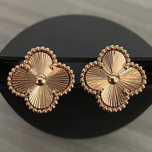 Designer Clover Studs Boucle d'oreille Vintage Trèfle à quatre feuilles Charm Boucles d'oreilles Retour Nacre Acier inoxydable Goujons d'or Agate pour les femmes Bijoux de mariage Cadeau