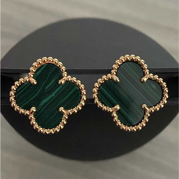 Diseñador Trébol Studs Pendiente Vintage Cuatro Hojas Encanto Volver Nácar Acero Inoxidable Ágata Dorada para Mujeres Regalo de Joyería de Boda