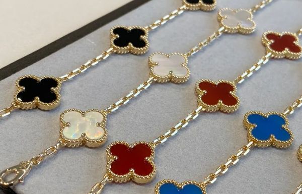 Diseñador Clover VAN collares pulseras Collares de cuatro hojas Conjuntos de joyas Collares pendientes Pulsera Aretes Oro 925 Plata Madreperla Gree M1Q2