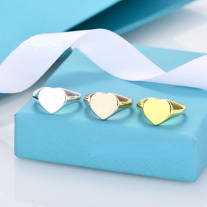 Designer cluster ringen paren nieuwe glazuur hartvormige ring wit koper vergulde 18k echte gouden cnc stalen letters ins simple love ring