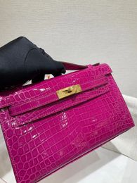 designer clutch bags 22cm merk handtas echte glanzende krokodillenleer volledig handgemaakte kwaliteit roze groen rood kleuren snelle levering groothandelsprijs