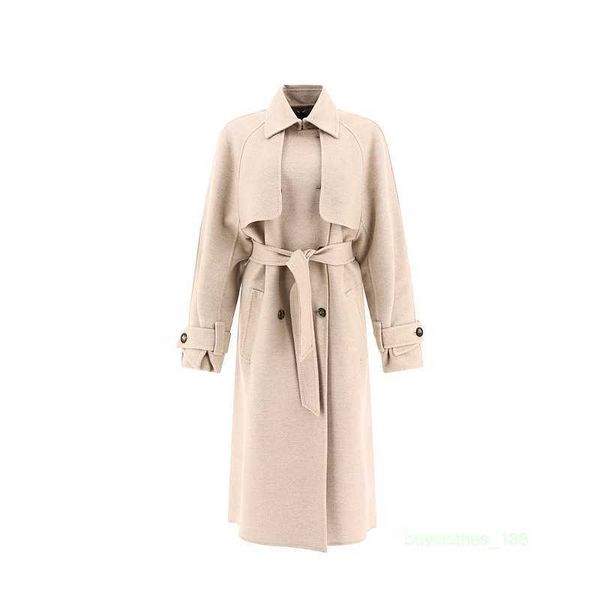 Maisseur de moteur de concepteur Mabel Luxury Mabrement Prédormum Max Maras Womens Falco Beige Cashmere Flip Collar Lace Up Up Med Longueur Coat