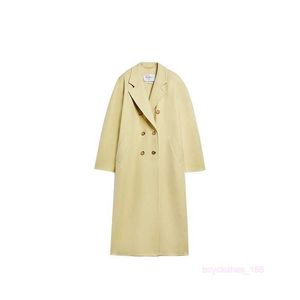 Manteau de créateur manteau de cachemire manteau de luxe max mara jaune femme moteur de mode féminine