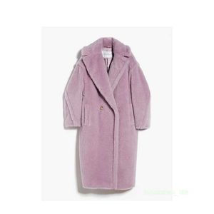 Manteau de créateur coucher de cachemire manteau de luxe maxmara en peluche en peluche légère violette