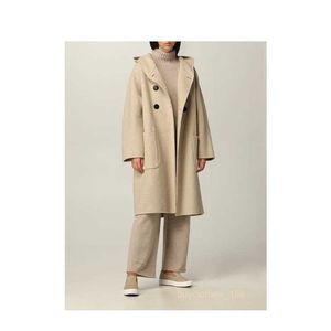 Créateur manteau vestes en manteaux pour femmes mélanges couches maxmaras veste de tranchée simple poitrine solide couleur solide féminine long brise-vent laine Qlsy