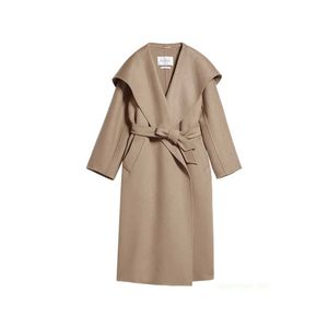 Coats de créateurs Coats de cachemire Mouilles de luxe M manteaux pour femmes Maxmaras peut être une veste à manteau à revers à revers à large coupée droite de taille et à la taille de taille sur mesure