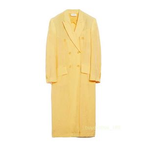 Designer Coats Cashmere Coats Luxe lagen Max Mara dames gans geel puntige revers met dubbele borsten met dubbele borsten lange jas