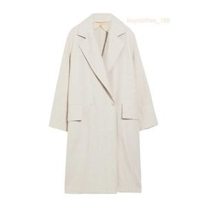 Designer Coats Cashmere Coats Luxe lagen Max Maras dames linnen stof Sand Flip Collar Mid Lengte Coat