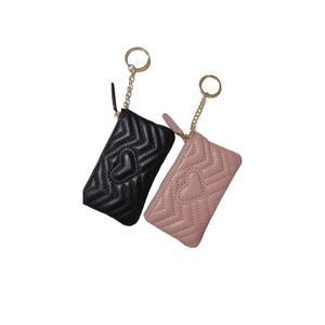 Counder Coin Granche Keys Pouche Mini portefeuille Portefeuille Sac à lèvres avec clés Circle DrawString Real Cuir Designer Wallets Carte Solder LAMB318R