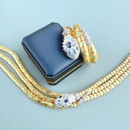 Collection de créateurs mode Bracelet à trois couches Collier Collier Colore Zircon Diamant plaqué Gol Snake Serpent Dîner Bijoux Choker Bijoux