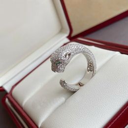 Collection de concepteur Open Ring Femme Lady 925 STERLING SILPS PAVED CUBIC ZIRCON plaqué Gol Couleur léopard Panther High Jewelry 240430