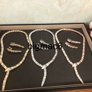 Designercollectiestijl Etentje Choker Halsketting Oorbellen Instellingen Diamant Parelmoer Verguld Goud Kleur Slang Slang Slangachtige Sieradensets